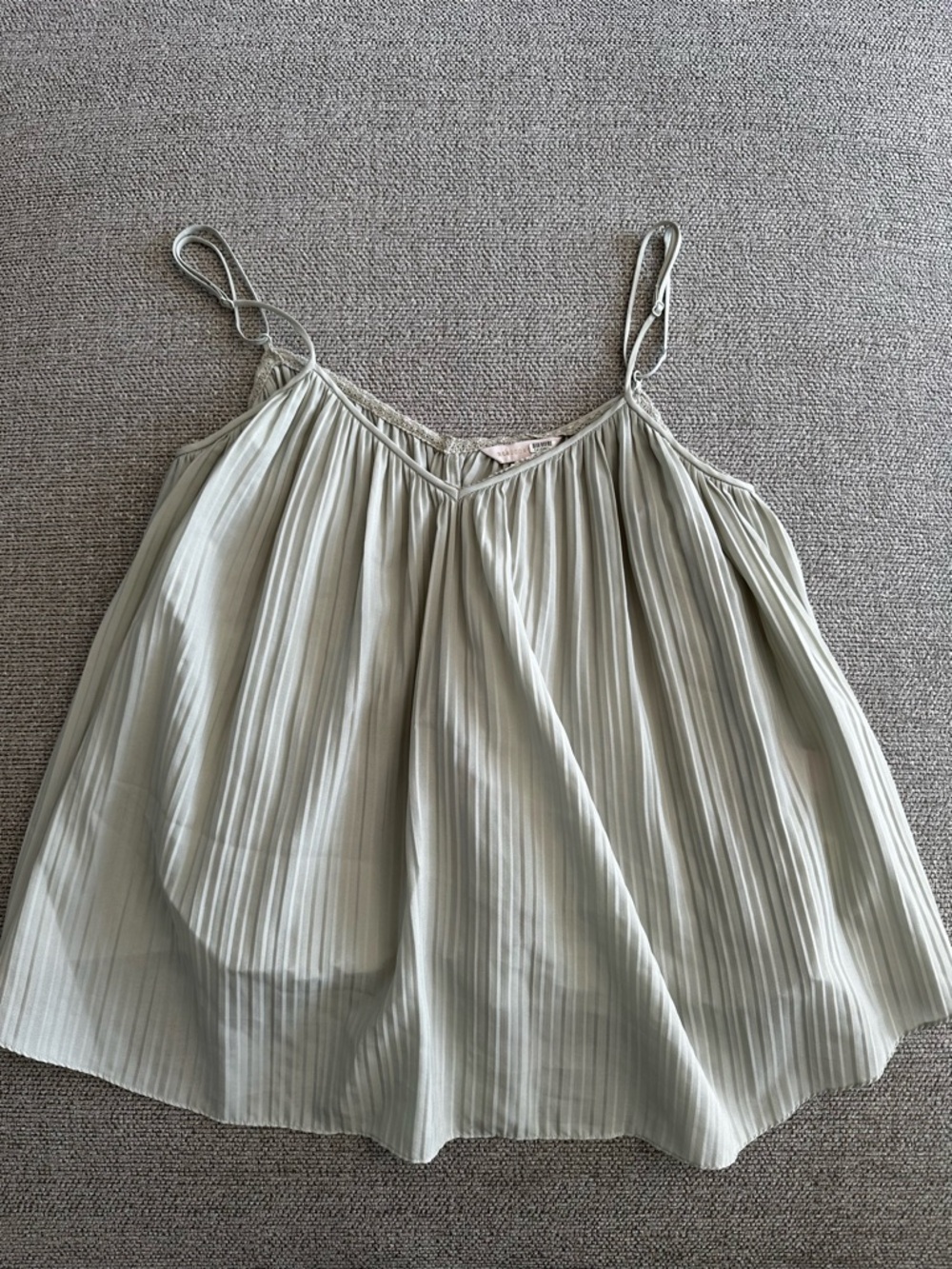 REBECCA TAYLOR Light Sage Pleated Spaghetti Strap Tank Size Small
